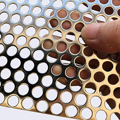 19 Gauge Perforated Metal Sheets 36"x18" Expanded Metal Mesh Opening 40% Hole 8mm 0.32"(About 1/3") Perforated Stainless Steel Sheet 304 Stainless Steel Mesh Screen Panel Decorati Plate - size: 36" X 18"