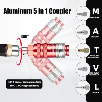 5 In 1 Universal Quick Industrial Connect Coupler Air Hose Fittings 1/4” Body Size 5-in-1 Quick Connect Air Fitting Air Compressor Accessories Fitting (1 PCS) - style: 1 -Piece