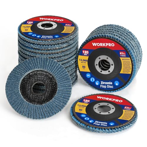 WORKPRO 20-Pack Zirconia Flap Discs, 4-1/2" x 7/8", T29, 120 Grit - style: 120 Grit