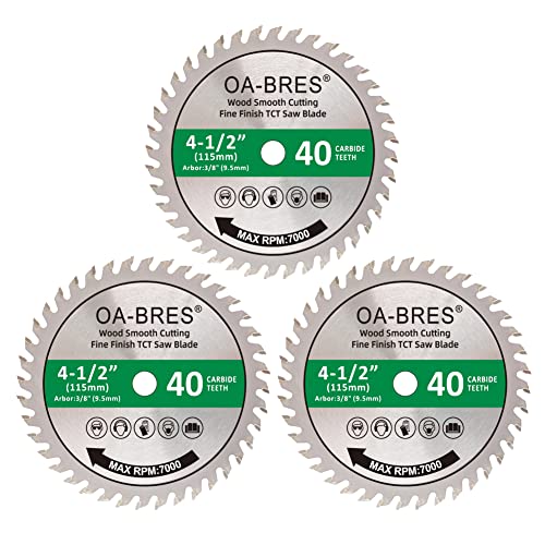 4-1/2" 40T Fine Finish Wood Cut Circular Saw Blade with 3/8 Inch Arbor, TCT ATB Trim Saw Blade - 3 Pack - size: 4-1/2" 40T