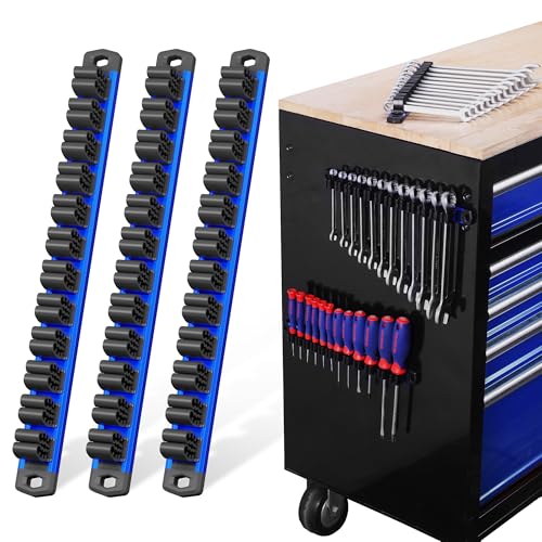 WORKPRO Magnetic Screwdriver and Wrench Organizer Set, 36-Slot Tool Holders - color: Blue, size: 3 Pack
