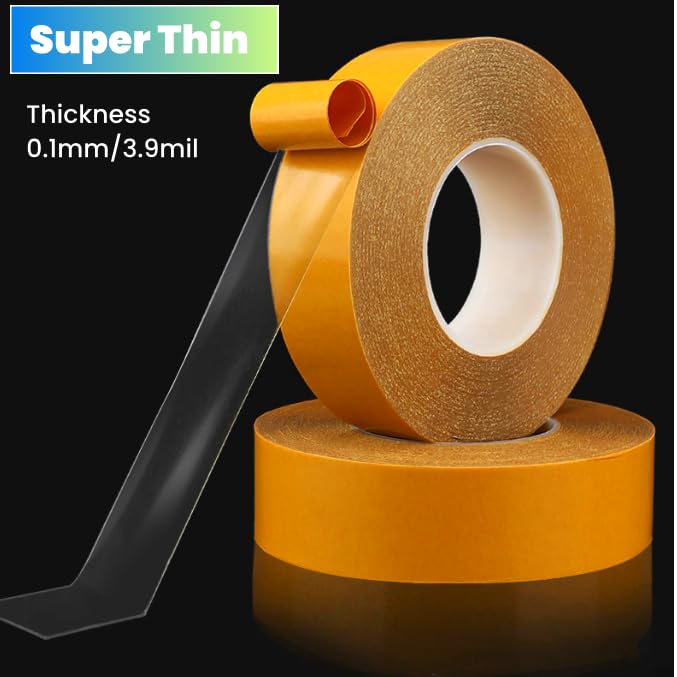 Ultra Thin Clear PET Double Sided Tape 1” x 82 Ft Strong Adhesive Removable No Residue Double Sided Transparent Mounting Tape for DIY Crafts Office Home Decoration Industrial Fixing - size: 1" X 82 Ft