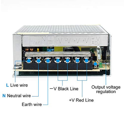 inShareplus 12V 60W LED Power Supply, DC Switching Power Supply, 100-240V AC to DC 12 Volt LED Driver, Converter, 5A 60W Transformer for LED Strip Light, Computer Project - style: 12V 60W