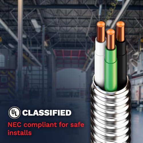 12/2 MC Alum Cable 12-Gauge 2-Conductor Type MC Flexible Counduit Aluminum (25 Ft)