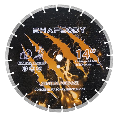 RHAPSODY 14 Inch Diamond Saw Blade, Segmented General Purpose Blade - color: Segmented Blade, size: 14Inch