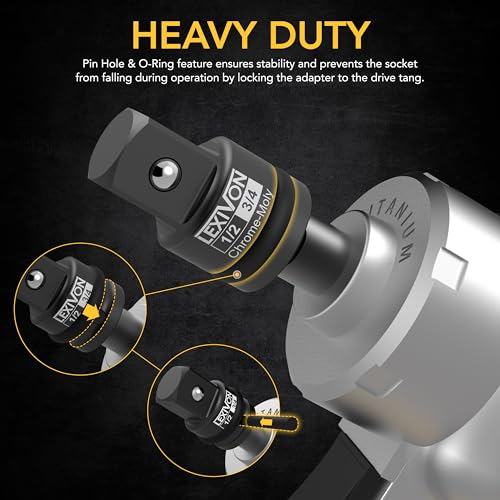 LEXIVON 1/2" & 3/4" Impact Socket Adapter, 2-Piece Set | 1/2" ~ 3/4" Reducer and Increaser Chrome-Moly Steel = Fully Impact Rated (LX-403) - style: 2-Piece Set, 1/2" & 3/4" Increaser/Reducer