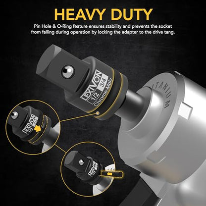 LEXIVON 1/2" & 3/4" Impact Socket Adapter, 2-Piece Set | 1/2" ~ 3/4" Reducer and Increaser Chrome-Moly Steel = Fully Impact Rated (LX-403) - style: 2-Piece Set, 1/2" & 3/4" Increaser/Reducer