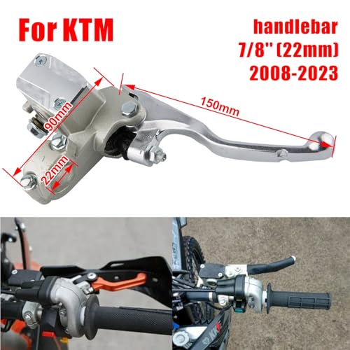22mm 7/8'' Motocross Right Brake Master Cylinder Clutch Pump Brake Lever for SX SX-F EXC-F EXC XC XC-W XC-F TPI 6Days 125-530 2008-2023 (Silver) - color: Silver