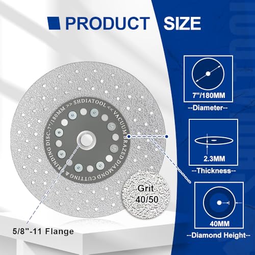 SHDIATOOL 7-Inch Diamond Cutting & Grinding Disc for Granite, 5/8-11 Flange - size: 7 inch