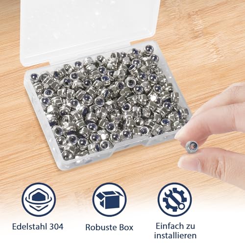 M3-0.5 Lock Nut, 230Pcs Stainless Steel Nylock Insert Locking Nut - size: M3-0.5, 230 Pack