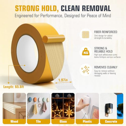 Waterproof Strong Grid Double-Sided Tape, 788 * 1.97In | Adhesive Double-Sided Mesh