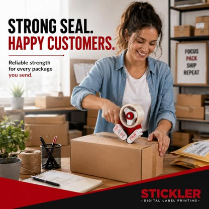 Stickler Heavy Duty Packing Tape Dispenser Gun (2 Pack) & 2 Packaging Tapes