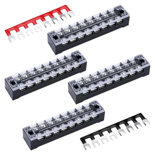 Terminal Block 25A 600V 8 Position Dual Row Screw Terminal Strip - size: 4PCS 25A 8P