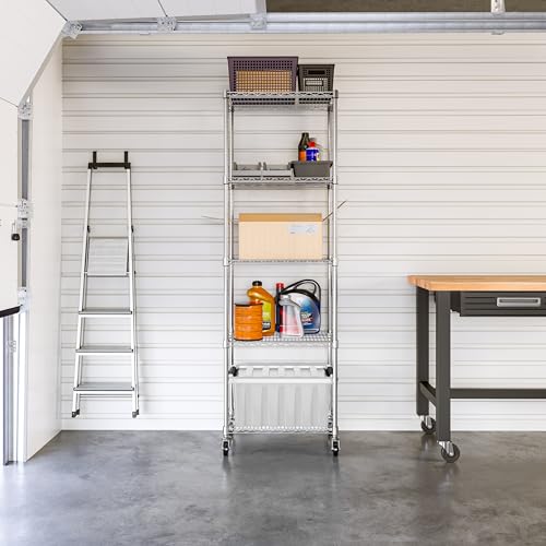 UltraDurable 5-Tier NSF Steel Wire Shelving, 24"W x 18"D x 75"H - color: Steel, size: 5-Tier Shelving, 24" W x 18" D