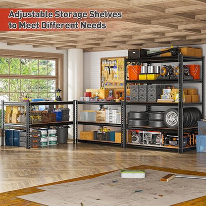 REIBII 2400LBS Garage Shelving,36" Wx16" Dx72" H Shelves for Basement - color: Black