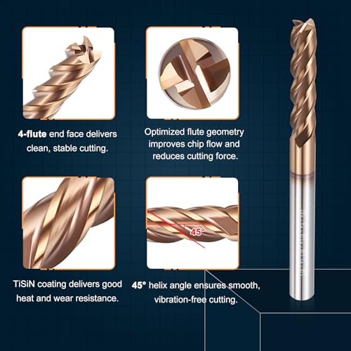 Carbide End Mill 1/4" Dia 1-1/8" CL 3" L 1/4" Shank 4 Flute - size: 1/4" Dia - 1-1/8" CL - 3" L - 1/4" Shank