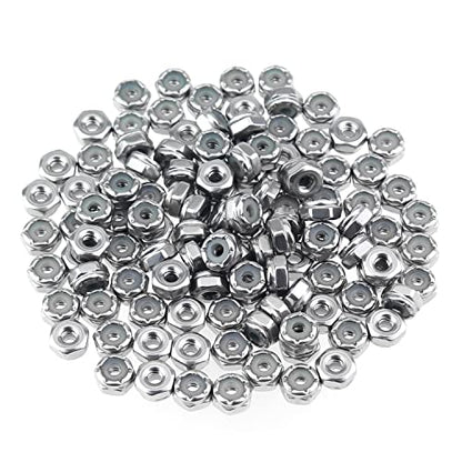HELIFOUNER 50 Pieces #6-32 Nylon Insert Hex Lock Nuts, 304 Stainless Steel (18-8) Locknuts, Bright Finish, Coarse Thread - size: #6-32 (50 pcs)