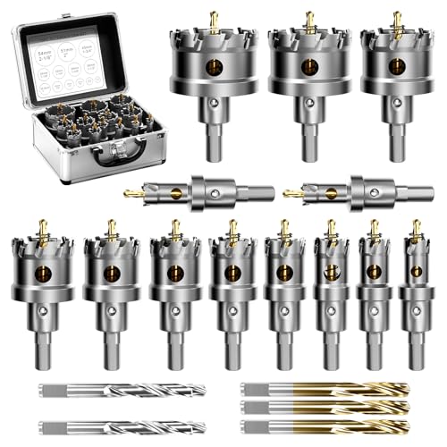21-Piece TCT Carbide Hole Saw Kit for Metal (1/2" to 2-1/8") - size: 21PCS 13mm to54mm | 1/2" to 2-1/8"
