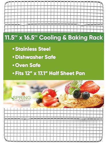 Spring Chef 11.5" x 16.5" Stainless Steel Cooling Rack for Cooking & Baking - size: 11.5"x16.5", style: 1 Pack