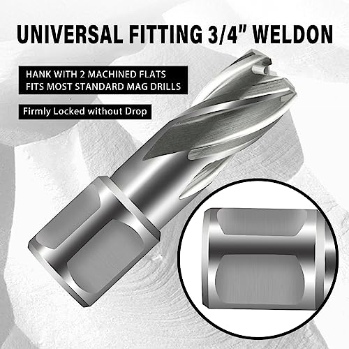 SALI Annular Cutter Diameter 3/4 Inch with Weldon Shank 3/4"(with 2 Flats) Cutting Depth 1" Mag Drill Bit for Magnetic Drill Press HSS Fully Ground Drill with One 1/4"*3" Pilot Pin (Pack of 2) - size: 3/4"*1" (Pack of 2)