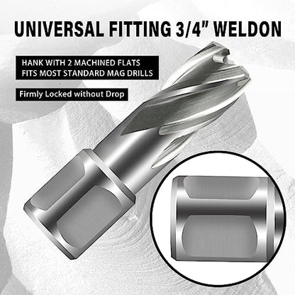 SALI Annular Cutter Diameter 3/4 Inch with Weldon Shank 3/4"(with 2 Flats) Cutting Depth 1" Mag Drill Bit for Magnetic Drill Press HSS Fully Ground Drill with One 1/4"*3" Pilot Pin (Pack of 2) - size: 3/4"*1" (Pack of 2)