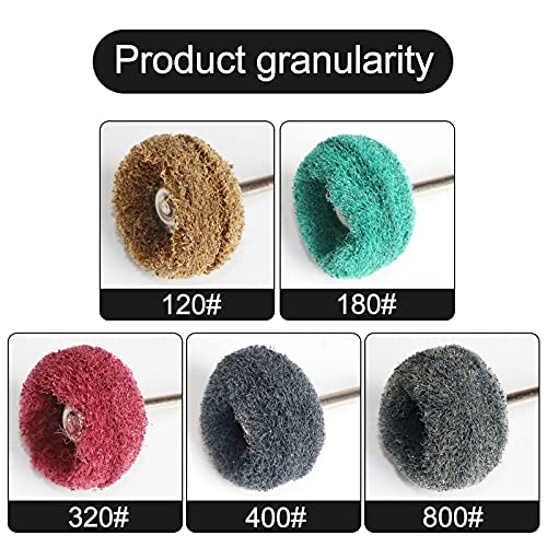 FPPO 100PCS Abrasive Buffing Polishing Wheel Set for Rotary Tool,Mini scouring pad Brush Polishing kit, Removal of Rust,Deburring on Metal Surface,with 3mm Mandrel - style: mix100pcs