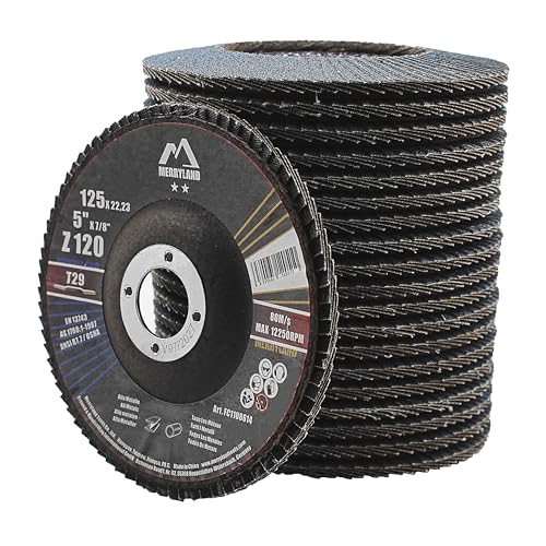 Merryland 20 Pack 120 Grit Flap Disc 5 inch Metal T29 Flap Wheel - style: Z120 20PCS