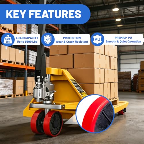 Complete Pallet Jack Wheels Replacement Kit with Axles, Red PU,Heavy-Duty - color: Red, size: 7" X 2" & 3.75" X 3"