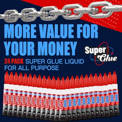 ALECPEA Super Glue, 24 X 3g, Liquid Instant Glue for Metal and Ceramic - color: Liquid