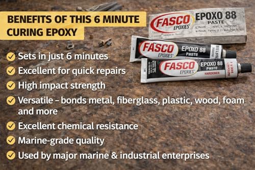 Fasco Epoxo-88 | 6min Set Epoxy Paste Adhesive Glue White 7oz Tube kit