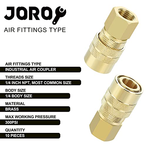 Brass Air Hose Fittings, Industrial M-Type Plug, 1/4 Inch Body Size, 1/4 Inch NPT Female Threads, 10 Pieces Air Compressor Accessories Coupler Set - size: 10PC 1/4 FNPT