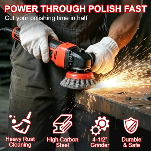 7-Pack Wire Wheel Brush for 4-1/2" Angle Grinder, Knotted & Crimped