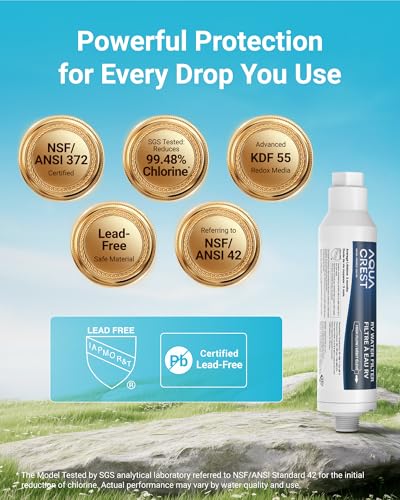 AQUA CREST RV Inline Water Filter, Garden Hose & Camper Water Filter - style: 4-Pack Filters with 2 Hose Protectors