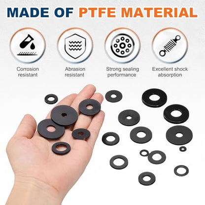 PATIKIL 125 Pcs Nylon Flat Washer M3 3mm ID 8mm OD 1mm THK Black - color: Black, size: 3mm x 8mm x 1mm