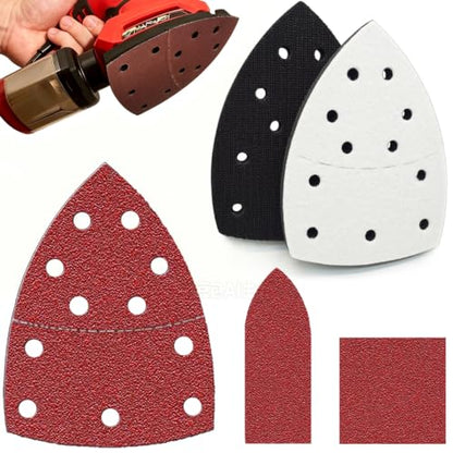 FOWOK 150Pcs Sandpaper for Skil Detail Sander with 2Pcs Foam Sanding Pad - size: 3-Shape Sandpaper with 2 Pads