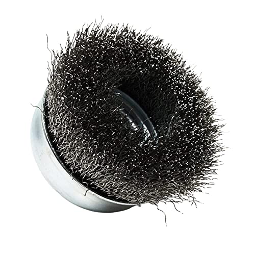 Benchmark Abrasives 2-3/4" Mounted Crimped Wire Cup Brush for Narrow Holes Derusting Paint Removal Deburring, Wire End Brush for Angle Pneumatic Grinder - (Stainless Steel) - size: 2-3/4" Crimped Wire, style: Stainless