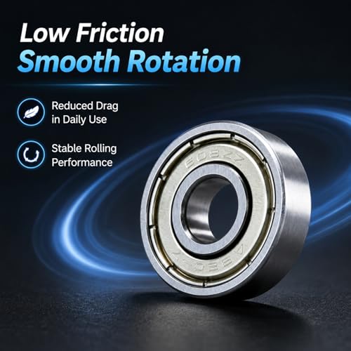 608-ZZ Ball Bearings, 20 PCS Double Metal Sealed Shielded Miniature Deep Groove Ball Bearings, for Skateboards, Roller Skates, and ect (8mm x 22mm x 7mm)