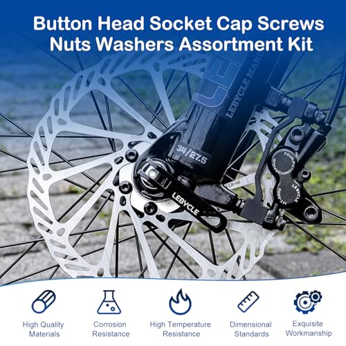 100 Pieces M6 Button Head Socket Cap Screws Nuts Washers Set Black - size: M6 x 30-50mm Kit