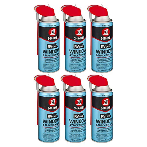 3-IN-ONE RVcare Window & Track Dry Lube with SMART STRAW SPRAYS 2 WAYS, 10 OZ [6-Pack] - size: Pack of 6, style: Window & Track Dry Lube