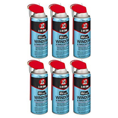3-IN-ONE RVcare Window & Track Dry Lube with SMART STRAW SPRAYS 2 WAYS, 10 OZ [6-Pack] - size: Pack of 6, style: Window & Track Dry Lube