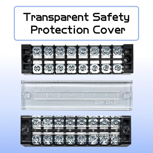 4 Sets 8 Positions 600V 25A Terminal Blocks Ground Circuit Dual Row Bus Bar Wire Screw Terminal Block Kit with Cover 600V Pre Insulated Terminal Strip WW004-2508 - size: 25A 8P