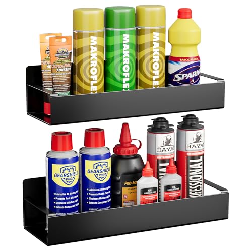 Magnetic Aerosol Spray Can Holder, Magnet Toolbox Bottle Holder, Tool Box Storage Rack for Garage and Home, Craft Workspace, Mechanic Paint Bottle Can Organizer Wall Mounted Spray Bottle Rack(Black)