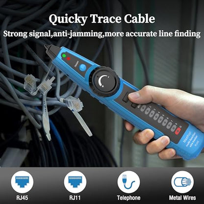 Network Cable Tester, POE RJ11 RJ45 Cable Tracer - color: Bule-Green