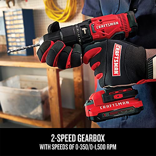 CRAFTSMAN V20 Cordless Hammer Drill Kit, 1/2 inch, 2 Batteries and Charger Included (CMCD711C2) - style: Hammer Drill Kit Only