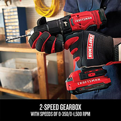 CRAFTSMAN V20 Cordless Hammer Drill Kit, 1/2 inch, 2 Batteries and Charger Included (CMCD711C2) - style: Hammer Drill Kit Only