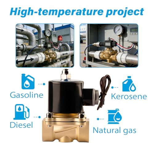Electric Solenoid Valve 3/8" 24V DC Brass Normally Closed - Compatible with Water, Air, Diesel, Gas - Replaceable VITON Seal - Compact Direct Acting - color: 24VDC, size: 3/8"NPT