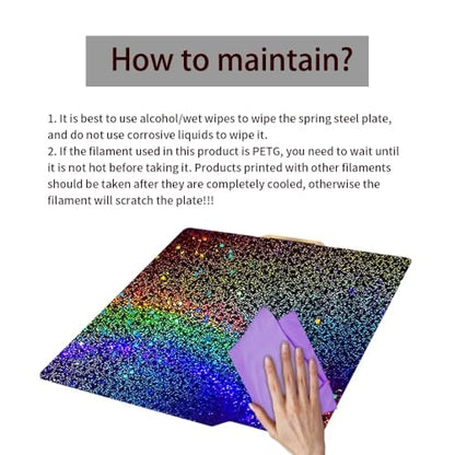 BORDSTRACT Double-Sided Build Plate, PEI Spray Texture + PEO Smooth Chameleon Spring Steel Flexible Plate 355x355mm Without Soft Magnetic Base for Most Models of 3D Printer Platforms - style: PEI spray + PEO chameleon 355*355mm