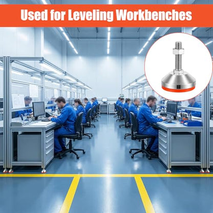 4 Pack Heavy Duty Adjustable Leveling Feet, M 12 Thread Levelers with 2.36 Inch Base, 1300 lb Capacity for Workbench, Machine, Cabinet
