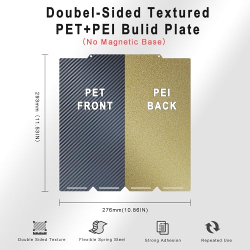 Textured PEI+ Carbon Fiber PET Build Plate for Snapmaker U1 276x293mm - color: PEI+PET, size: 276x293mm U1