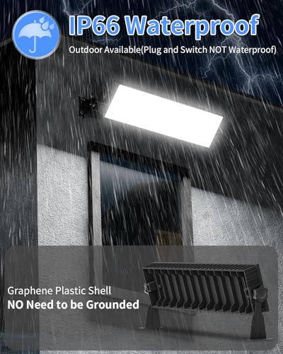 11000LM Shop Light Plug in with Switch, IP66 Bay Light for Garage Workbench - size: 4 Pack